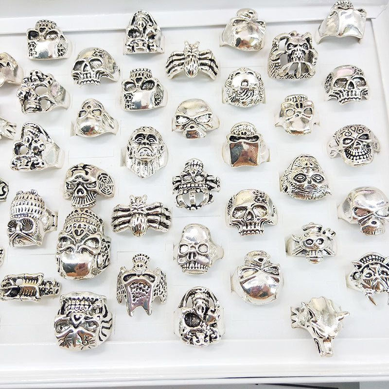 50pcs/ Box Mixed Skull Shape Rrings