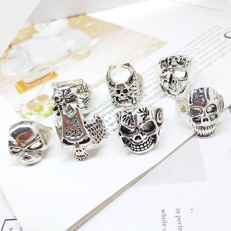 50pcs/ Box Mixed Skull Shape Rrings