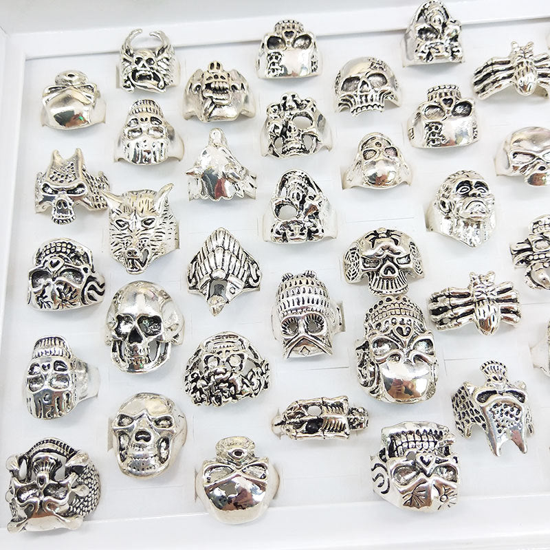 50pcs/ Box Mixed Skull Shape Rrings