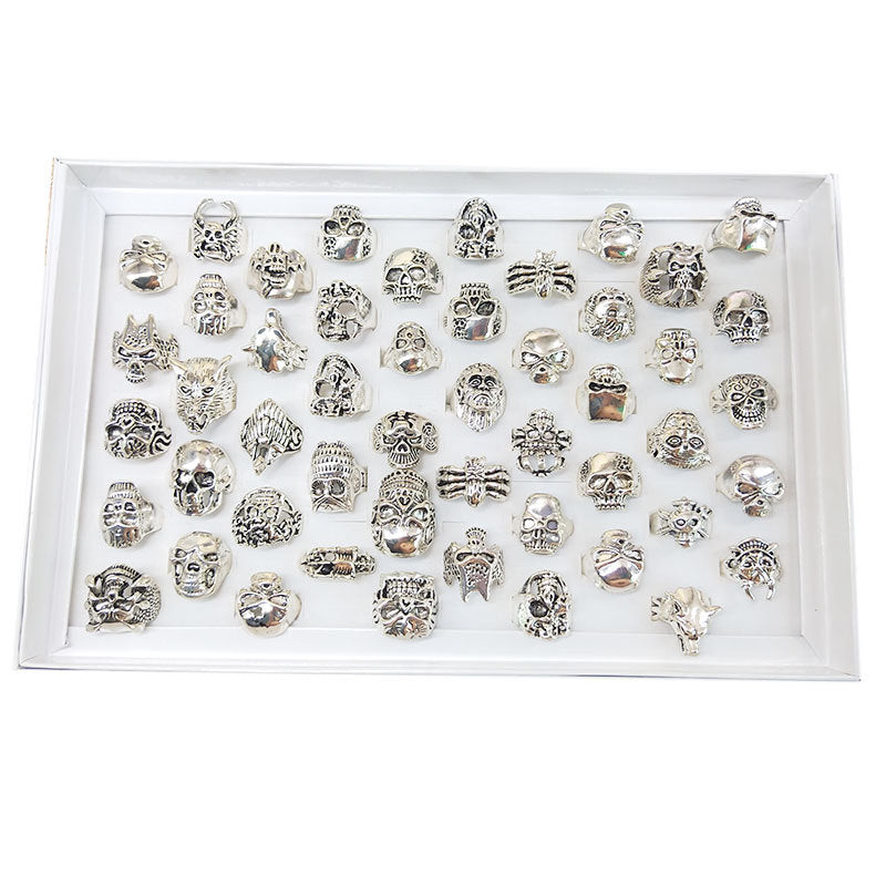 50pcs/ Box Mixed Skull Shape Rrings