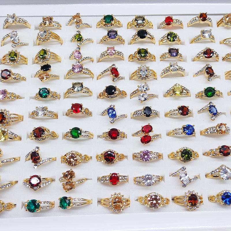 100pcs/ Box Mixed Color Zirconia Rings