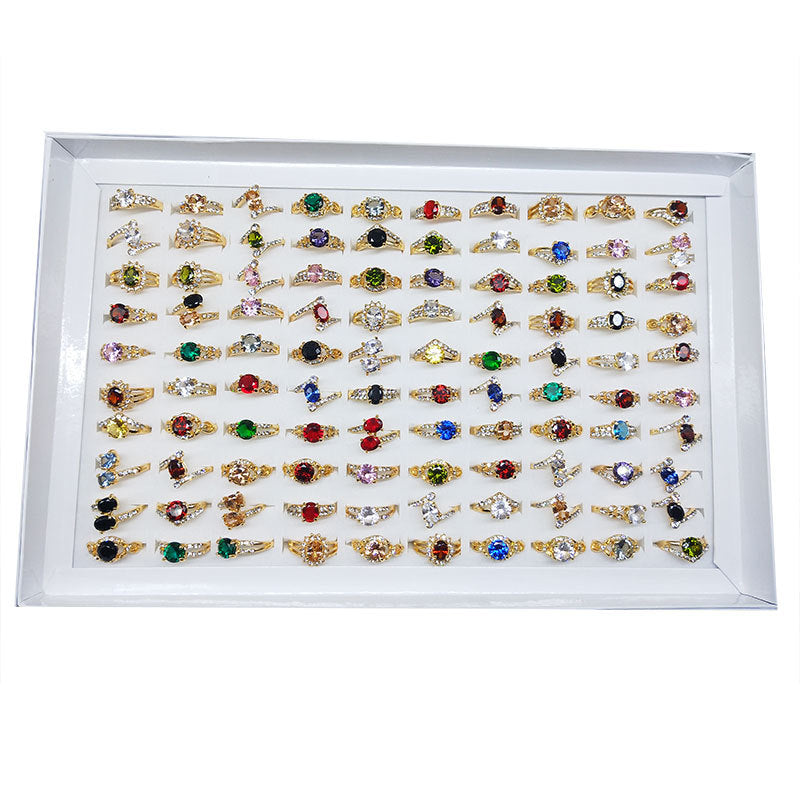 100pcs/ Box Mixed Color Zirconia Rings