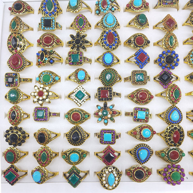 100pcs/ Box Mixed Vintage Rings