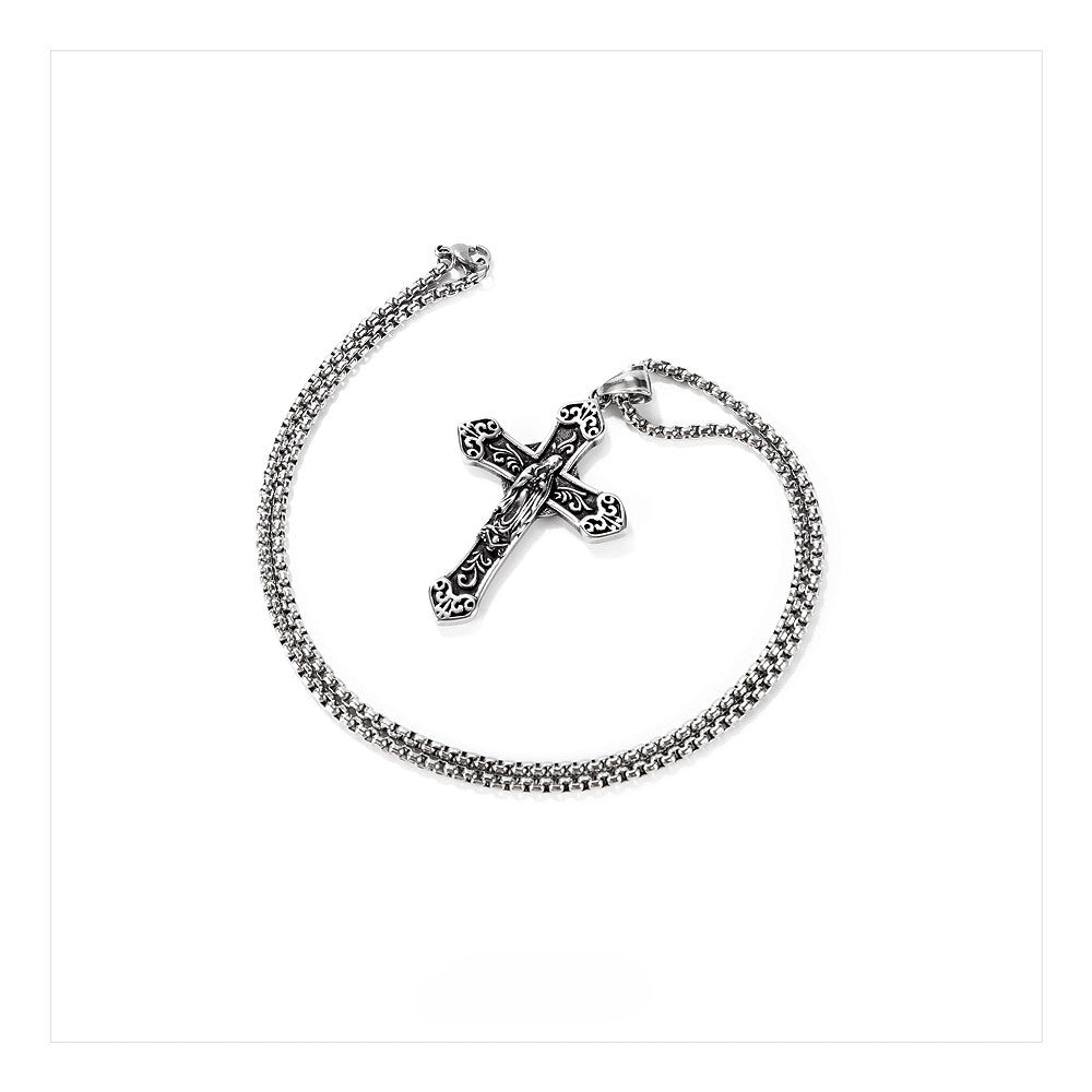Blessed Virgin Mary Stainless Steel Cross Pendant Necklace- Mj/Mnp