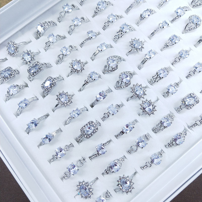100pcs/ Box Mixed Simple Zirconia Rings
