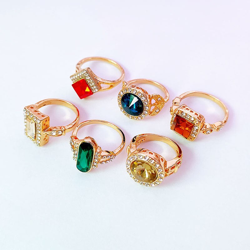 100pcs/ Box Mixed Fashion Rhinestone Rings
