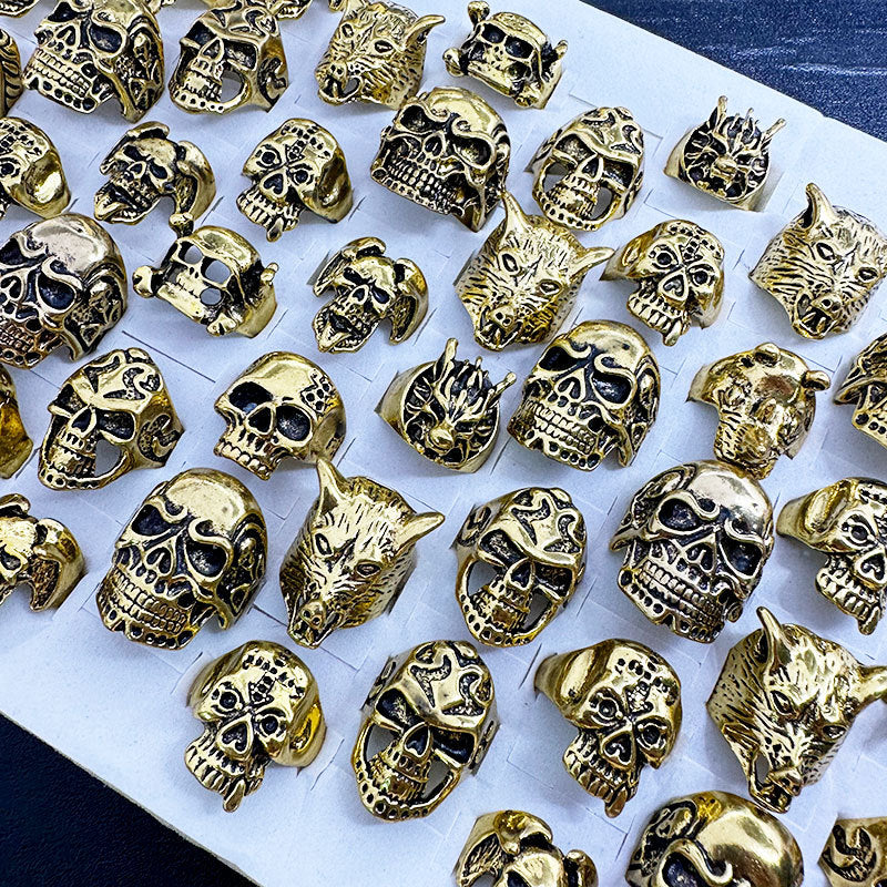 50pcs/ Box Mixed Skull Shape Rrings
