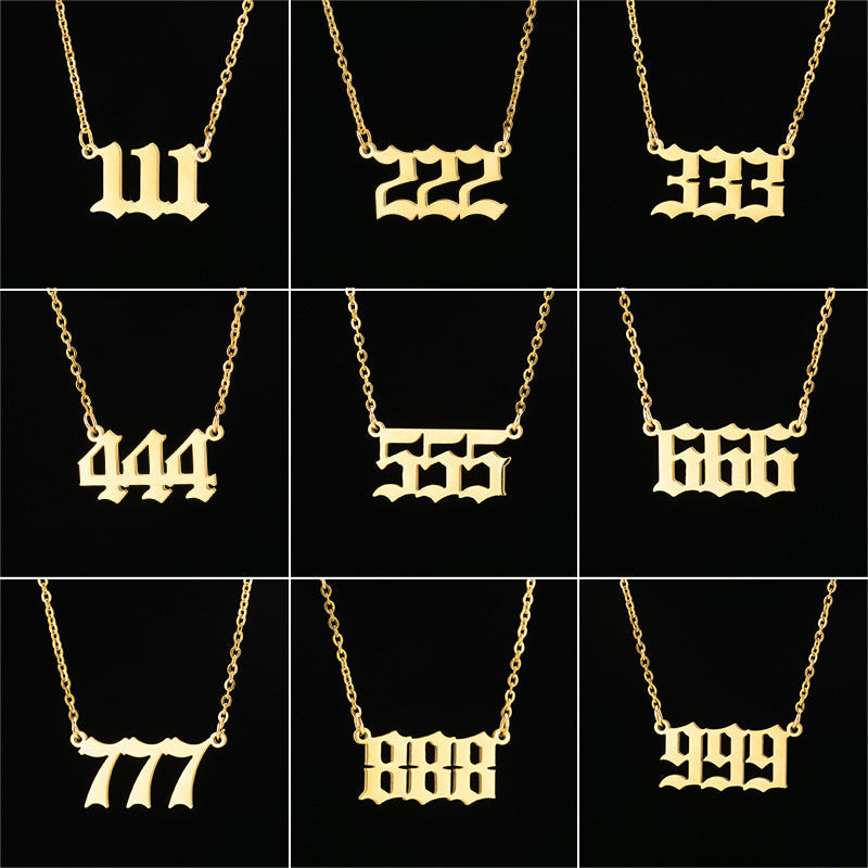 Lucky Number 000-999 Stainless Steel Necklace