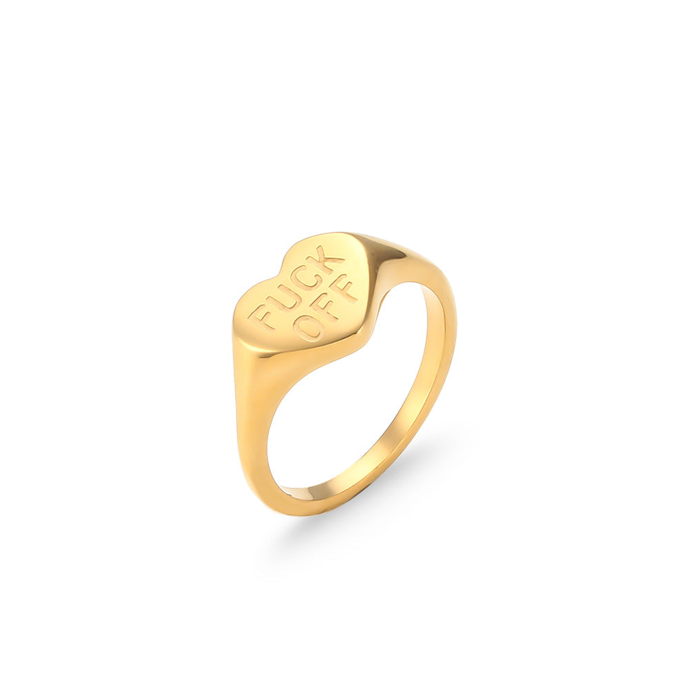 FUCK OFF English Letter 18K Ring