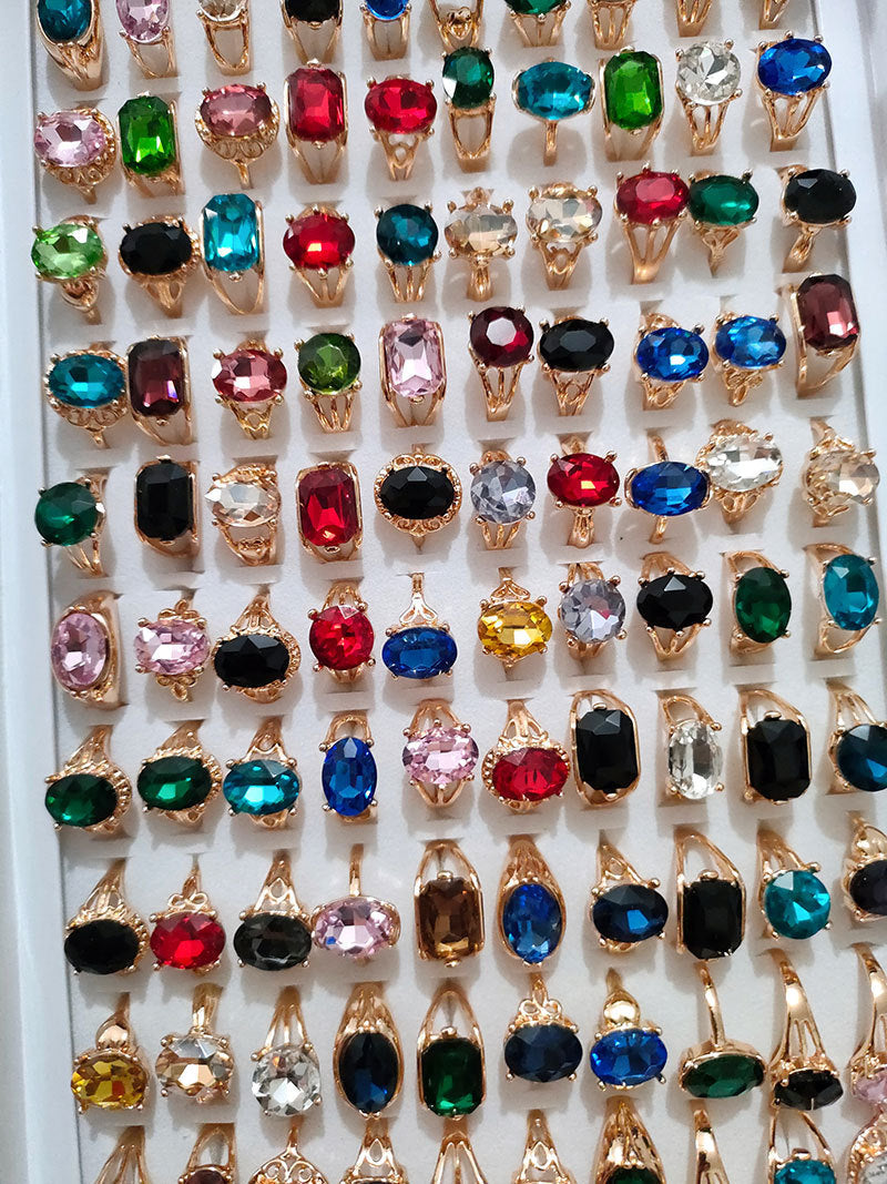 100pcs/ Box Mixed Colored Glass Rings