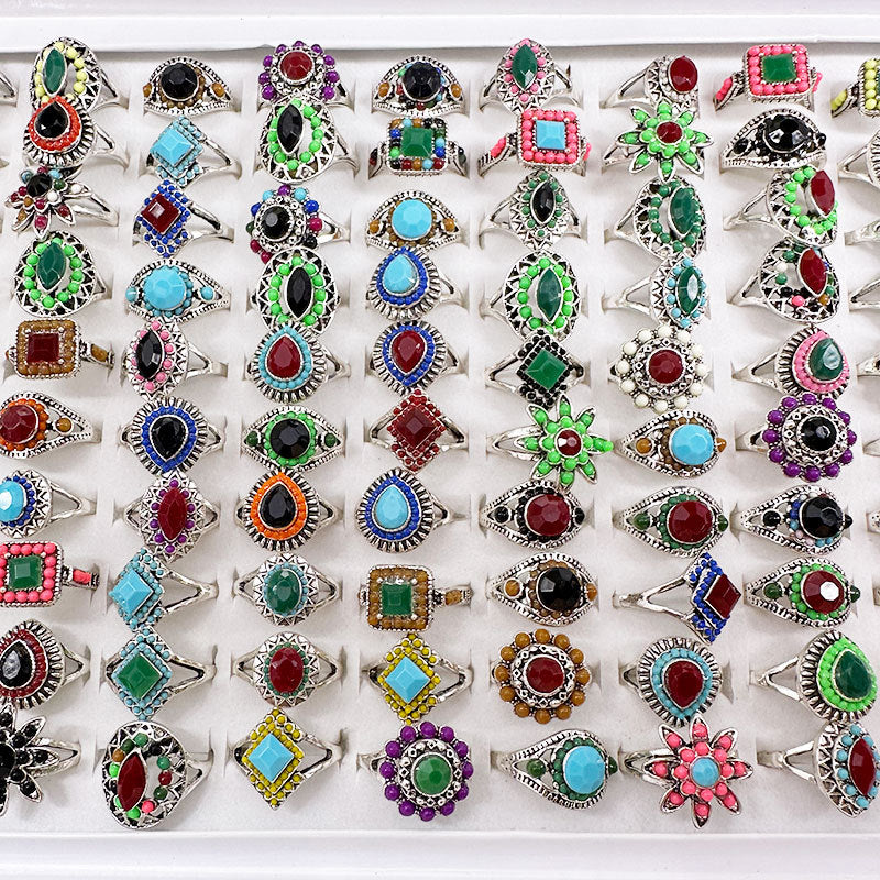100pcs/ Box Mixed Vintage Rings