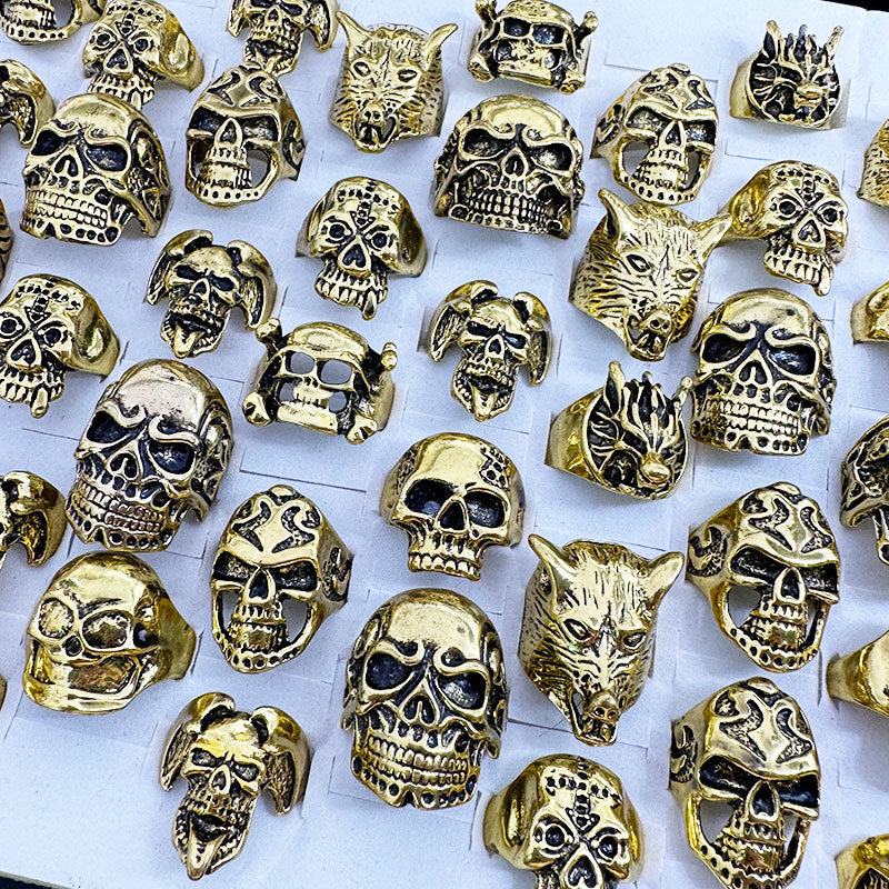 50pcs/ Box Mixed Skull Shape Rrings