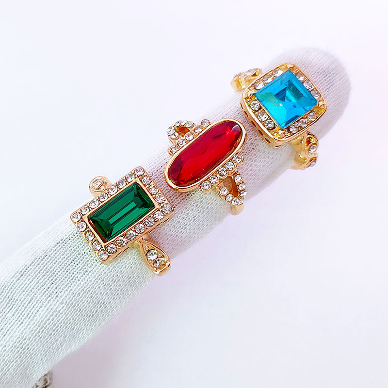 100pcs/ Box Mixed Fashion Rhinestone Rings