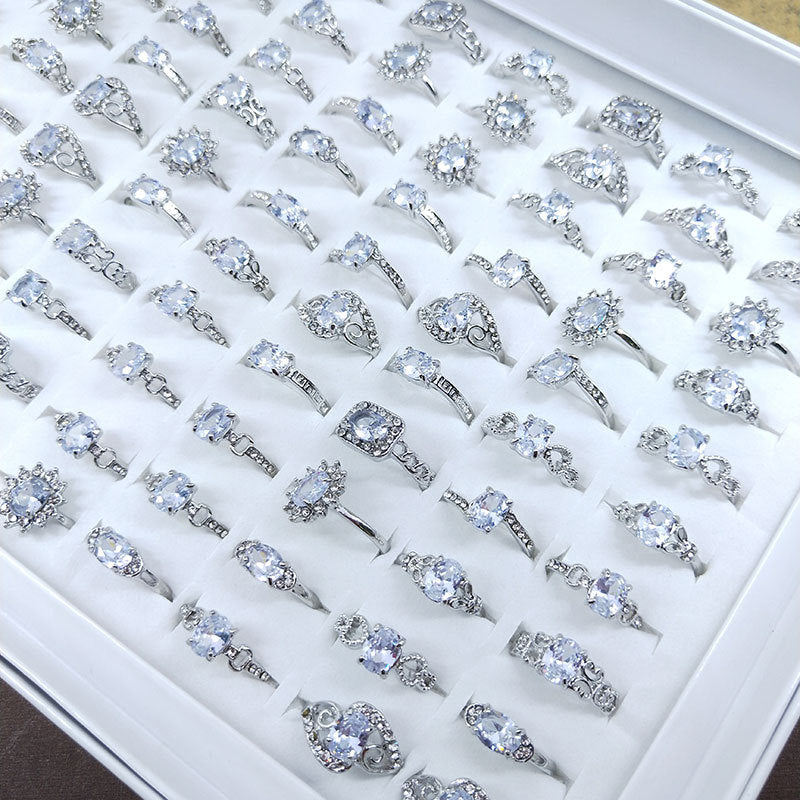 100pcs/ Box Mixed Simple Zirconia Rings
