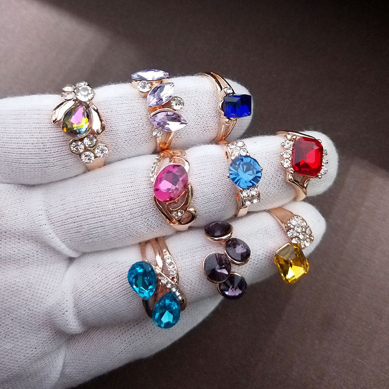 100pcs/ Box Mixed Colored Glass Rings