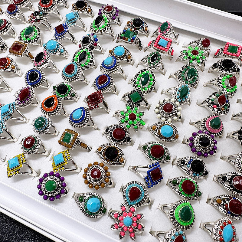 100pcs/ Box Mixed Vintage Rings
