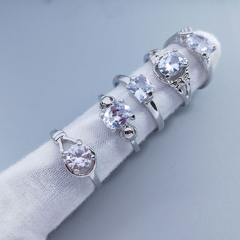 100pcs/ Box Mixed Zirconia Women's Rings