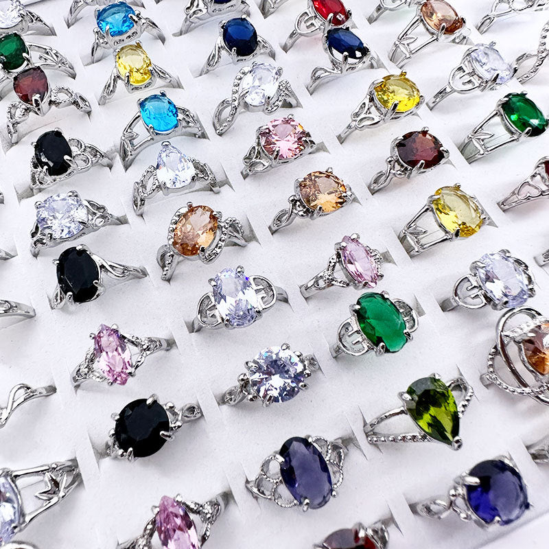 100pcs/ Box Mixed Fashion Zirconia Rings