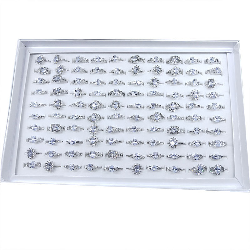 100pcs/ Box Mixed Simple Zirconia Rings