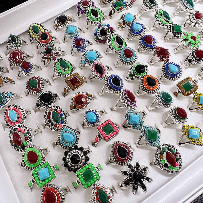 100pcs/ Box Mixed Vintage Rings
