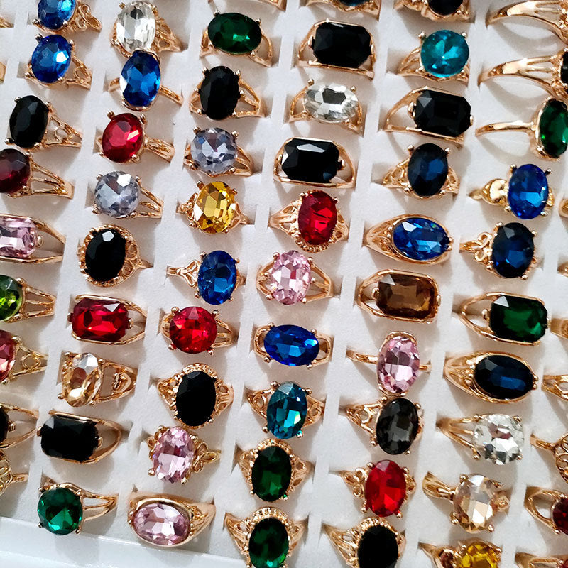 100pcs/ Box Mixed Colored Glass Rings