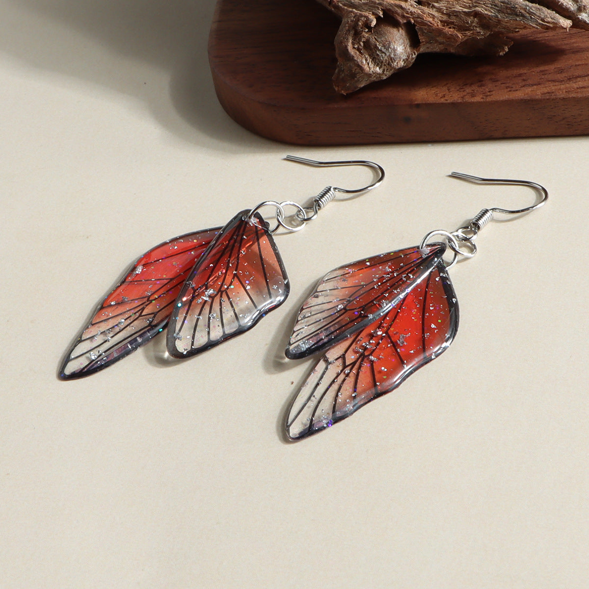 Gradient Cicada Wings Butterfly Wings Earrings