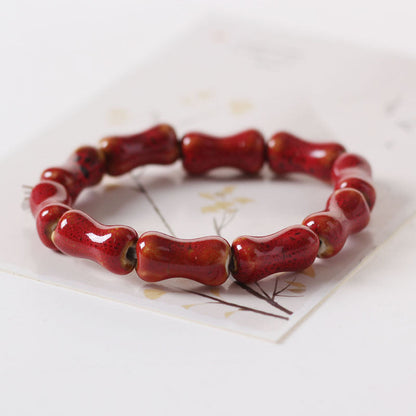 Colored Glazed Ceramic Elastic Bracelets