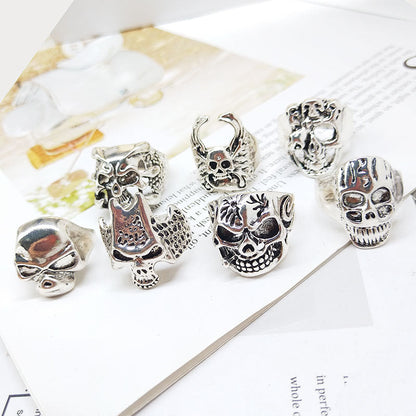 50pcs/ Box Mixed Skull Shape Rrings