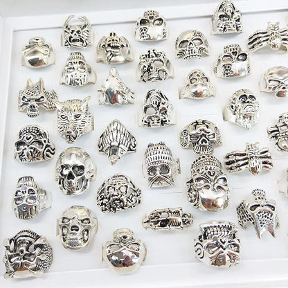 50pcs/ Box Mixed Skull Shape Rrings