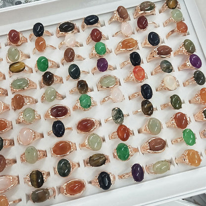 100pcs/ Box Mixed Stone Alloy Rings
