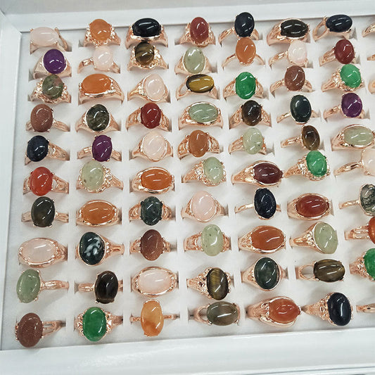100pcs/ Box Mixed Stone Alloy Rings