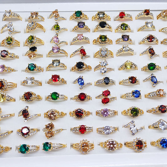 100pcs/ Box Mixed Color Zirconia Rings