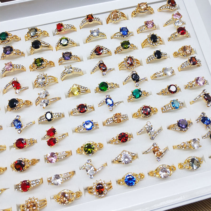 100pcs/ Box Mixed Color Zirconia Rings