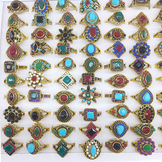 100pcs/ Box Mixed Vintage Rings