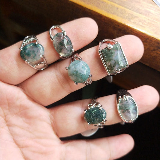 100pcs/ Box Mixed Natural Stone Grass Stone Rings