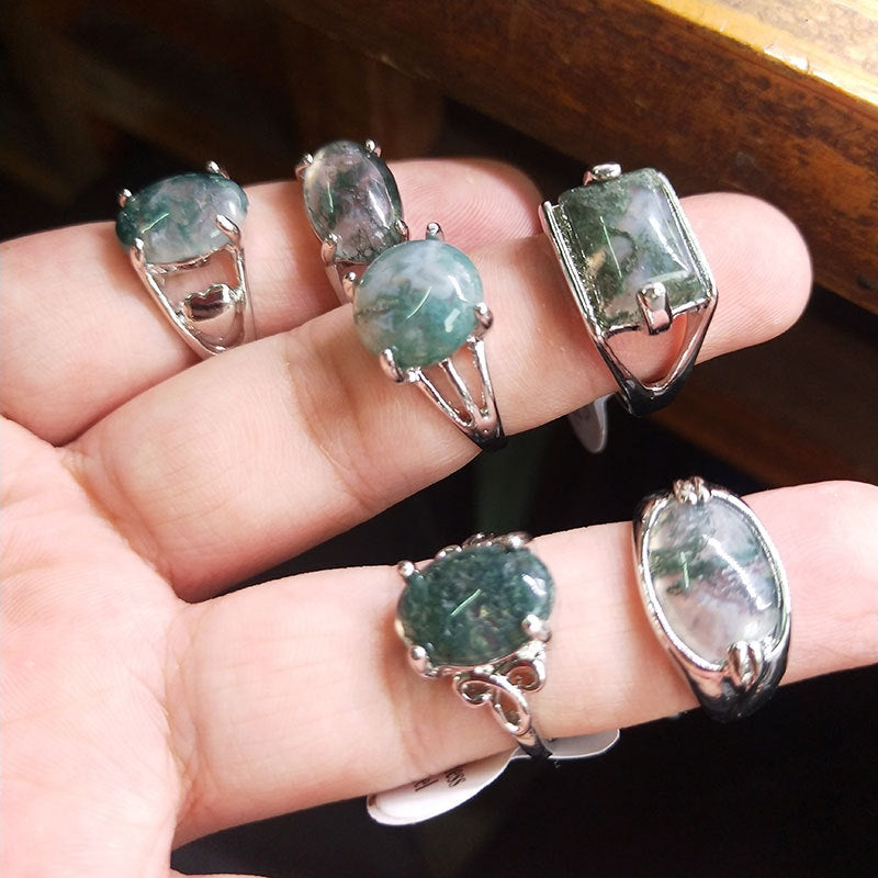 100pcs/ Box Mixed Natural Stone Grass Stone Rings