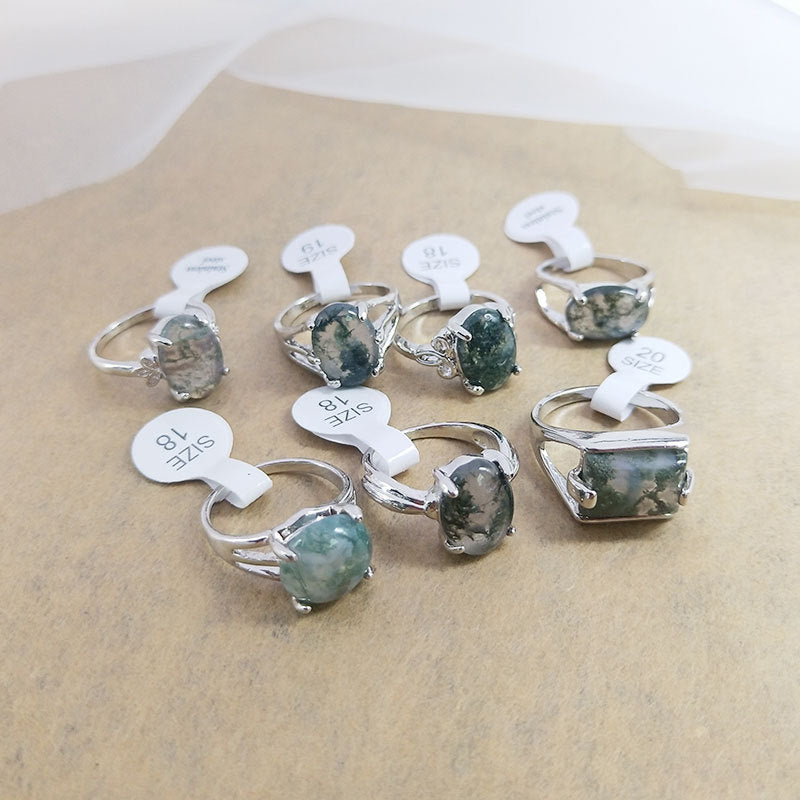 100pcs/ Box Mixed Natural Stone Grass Stone Rings