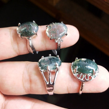 100pcs/ Box Mixed Natural Stone Grass Stone Rings