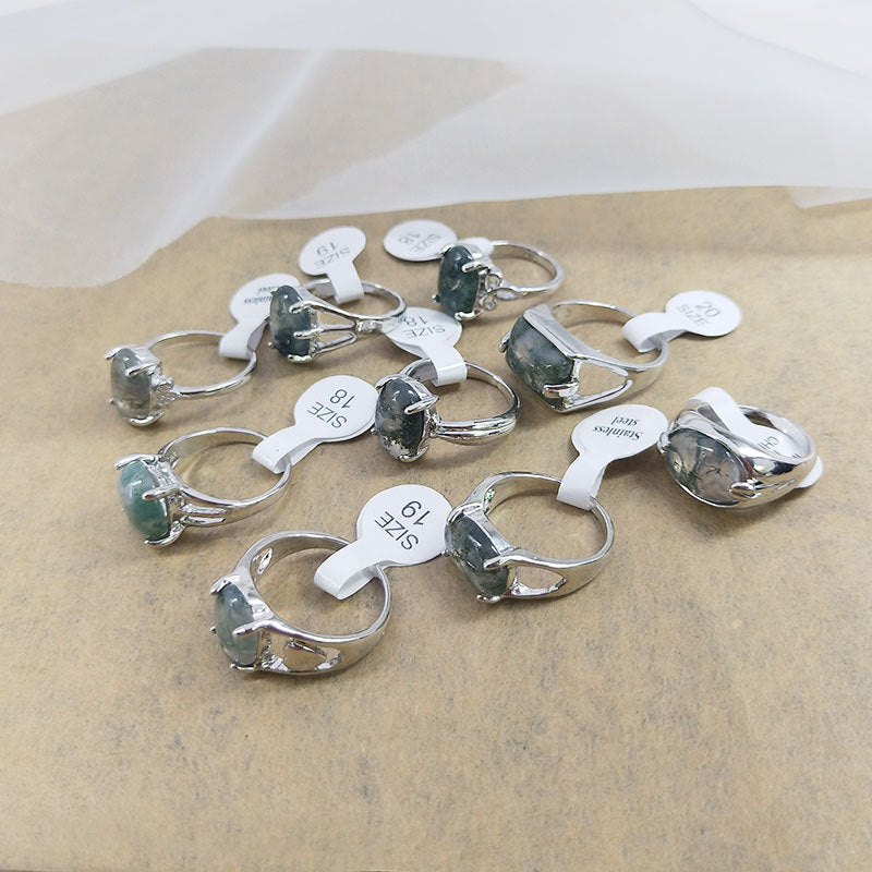 100pcs/ Box Mixed Natural Stone Grass Stone Rings