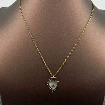 Babylon Style Cross & Shell Heart Charm Necklace