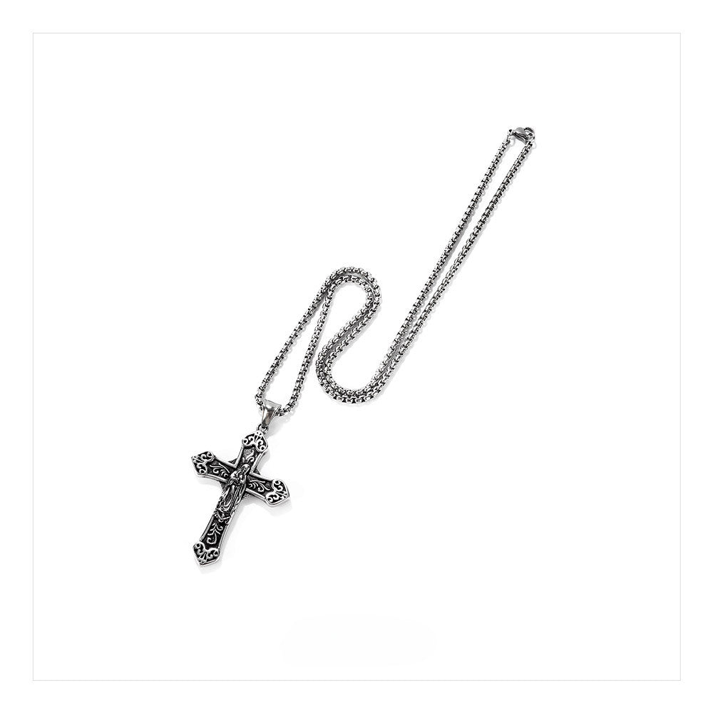 Blessed Virgin Mary Stainless Steel Cross Pendant Necklace- Mj/Mnp