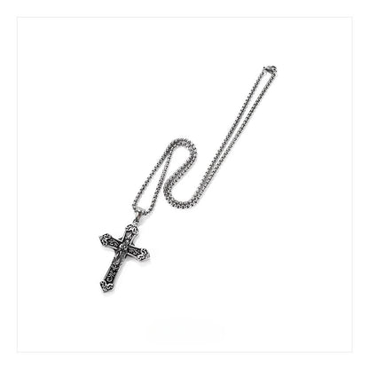 Blessed Virgin Mary Stainless Steel Cross Pendant Necklace- Mj/Mnp