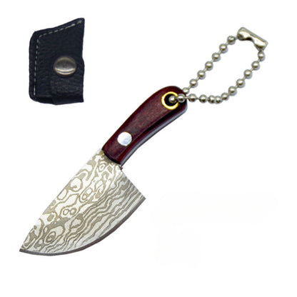 Damascus Pattern Mini Knife with Protective Sleeve