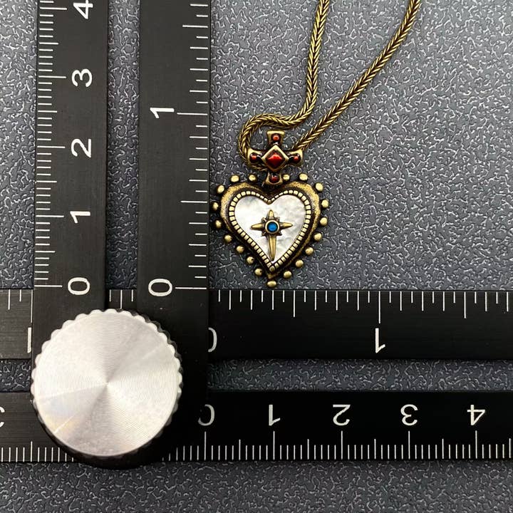 Babylon Style Cross & Shell Heart Charm Necklace