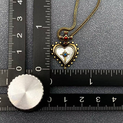 Babylon Style Cross & Shell Heart Charm Necklace