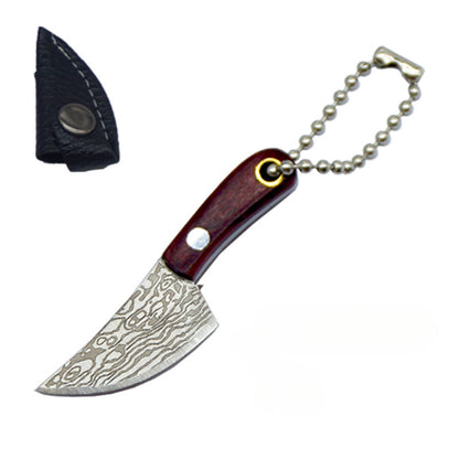 Damascus Pattern Mini Knife with Protective Sleeve