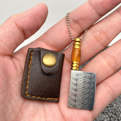 Mini Portable Laser Damascus Pattern Pocket Knife Keychain with Cover
