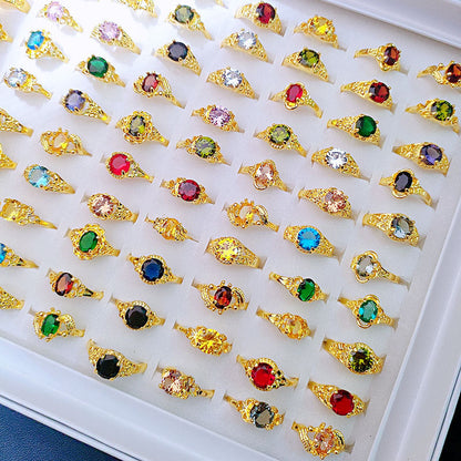 100pcs/ Box Mixed Classic Zirconia Rings