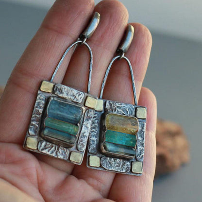 Vintage Green Blue Water Diamond Earrings