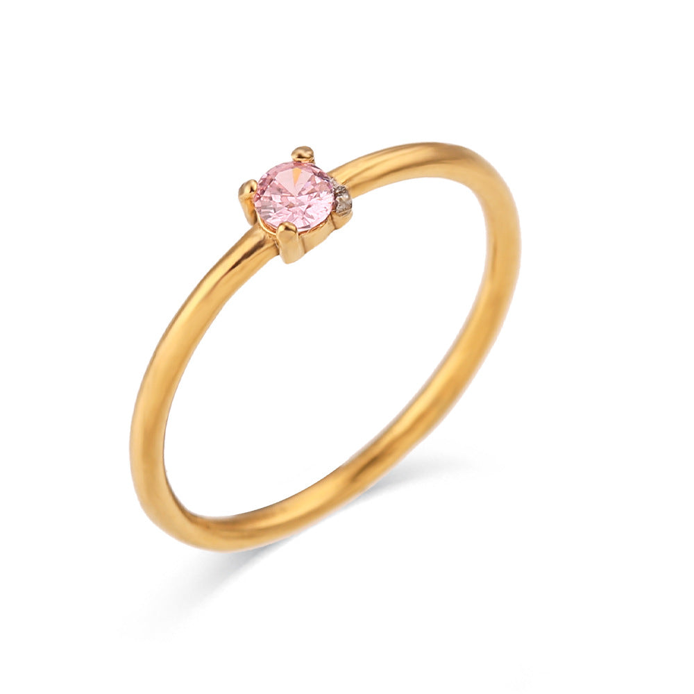 Simple birthday ring 18K birthday stone thin ring